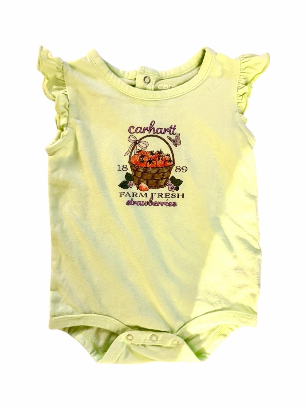 Carhartt Yellow Baby Strawberry Graphic Bodysuit 3 months